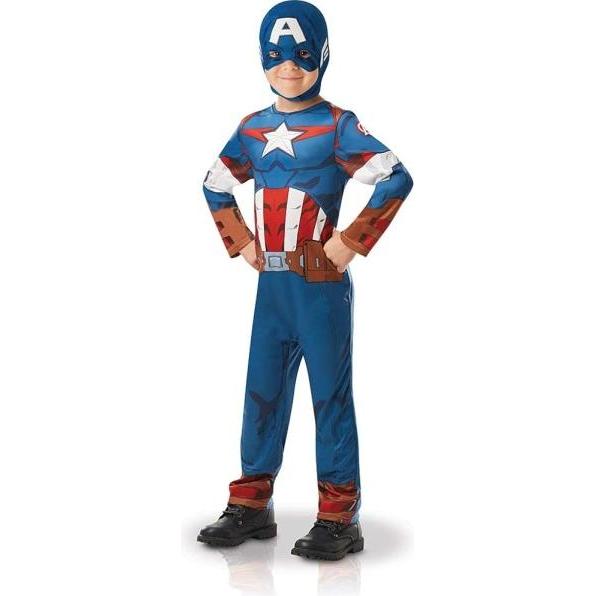 Rubies Kostüm Captain America 116cm 5-6 Jahre mit Stoff Maske (M)