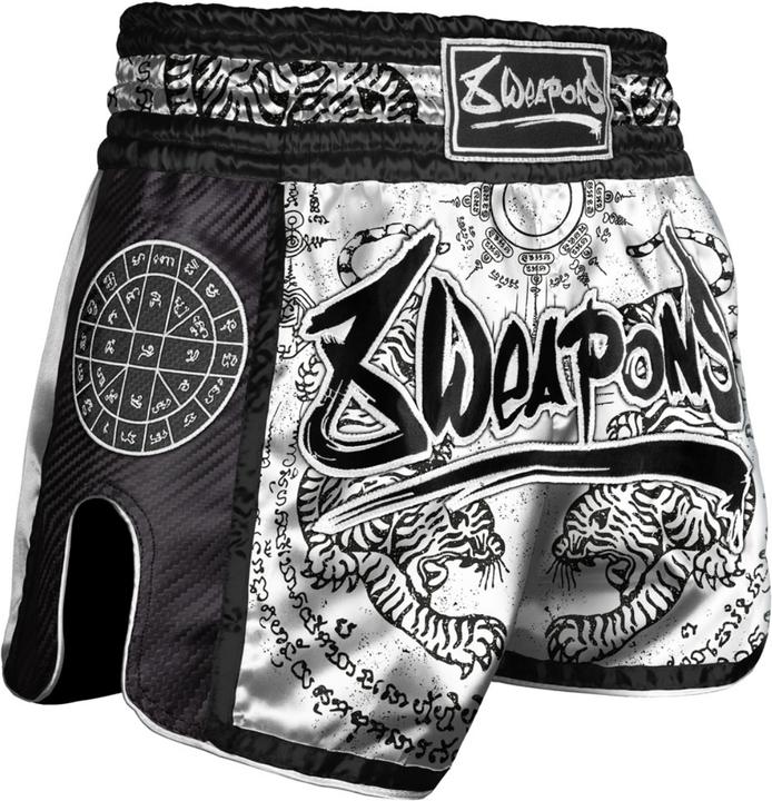 8Weapons 8 WEAPONS Muay Thai Shorts Carbon - Sak Yant Tigers white XXL