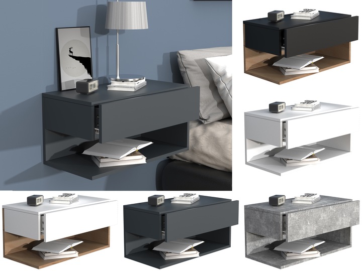 Produktbild VCM Holz Wandschublade Nachtschrank Wandboard Schublade Konsole Nachttisch Usal XL 60 cm (60 x 32 cm)