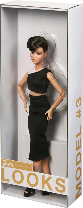 Productafbeelding Barbie Signature Looks Doll: Petite (kort zwart haar).