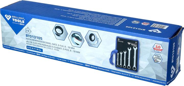 Actual product image KS Tools 8 - 19 mm ratchet ring spanner set 5 pieces (19 mm, 8 mm, 17 mm, 13 mm, 10 mm)