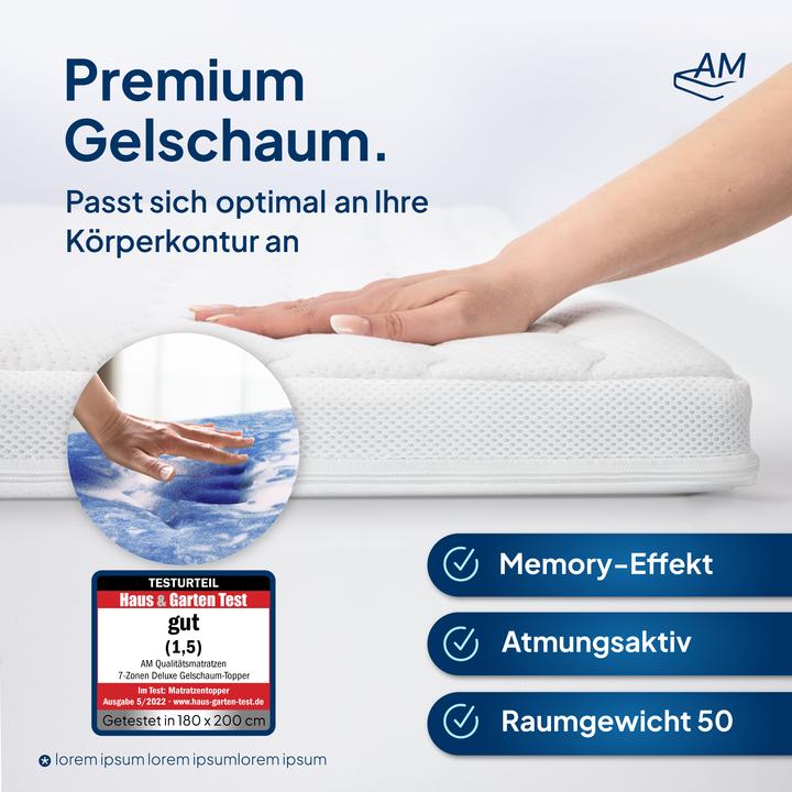 Actual product image AM Qualitätsmatratzen 7-zone deluxe (90 x 200 cm)