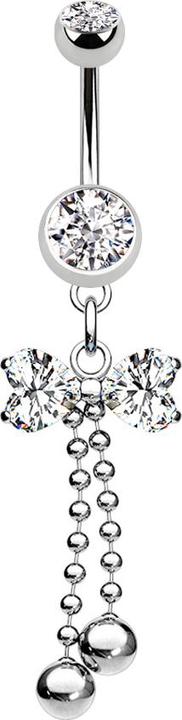 Immagine prodotto Star Piercing Banana in argento con pendente a forma di fiocco in argento e palline (Acciaio chirurgico 316L, senza ottone)