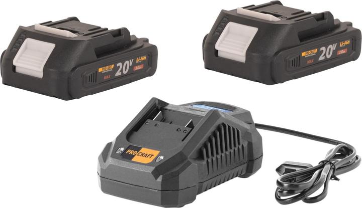 Produktbild Procraft Starter Set 20 V 20/4A Schnell Ladegerät + 2x 20/2A Akku 2,0 Ah (20 V)