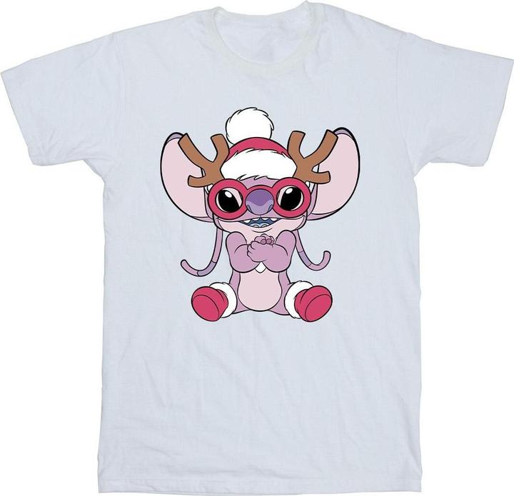 Actual product image Disney Mens Lilo & Stitch Angel Reindeer T-Shirt (S)