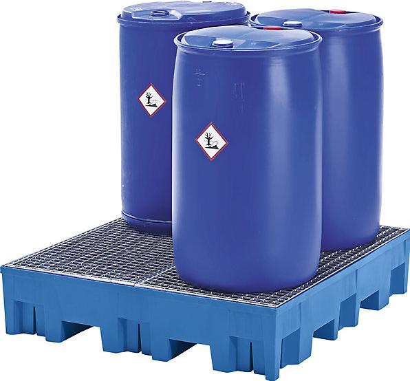 Produktbild asecos PE-Auffangwanne für 200-l-Fässer, Tragfähigkeit 950 kg/m²