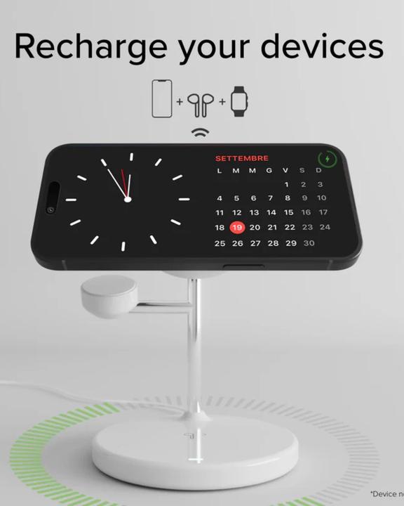Produktbild SBS Kabellose Qi2 3x1-Ladestation für iPhone 16/15/14/13/12, Android-Smartphones, Apple Watch und kabell (15 W)