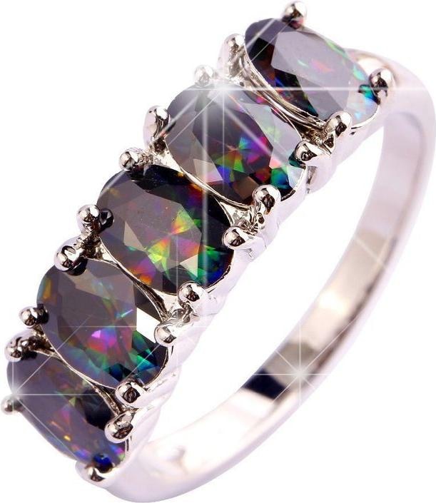 Produktbild Hermex versilberter Ring mit Regenbogen Topas - Gr. 51 / Size 6 (6, 51)
