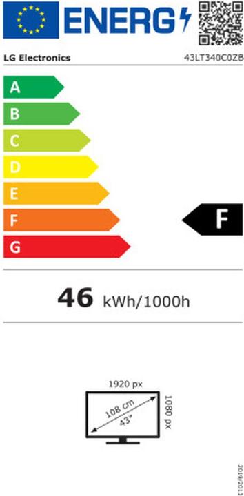 Energy Label LG 43LT340C 43P LED (1920 x 1080 pixels, 43")