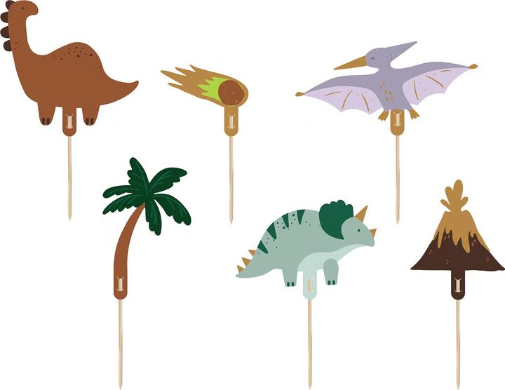 Partydeco Kuchen-Topper Dinosaurier (6 Stk.)