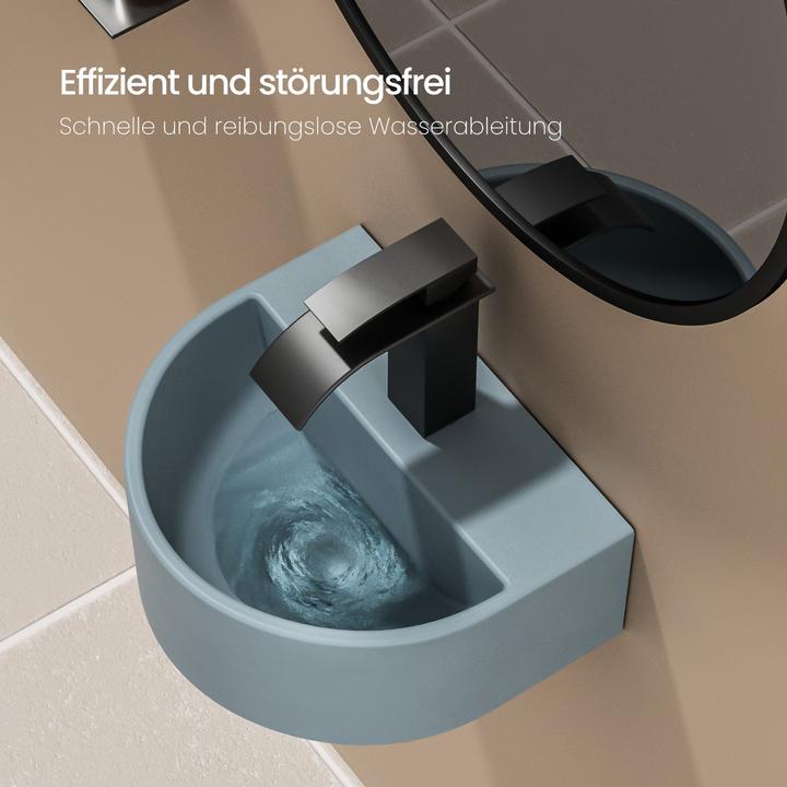 Produktbild Emke Badezimmerwaschbecken 303 x 255 x 120 mm, U-förmig, Mini, Wandmontage, Matt Hellgrau-Blau (255 mm, 303 mm)