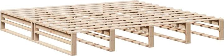 Produktbild VidaXL Massivholzbett Holzbett Bett Palettenbett Kopfteil Weiss 200x200cm Kiefer (200 x 200 cm)