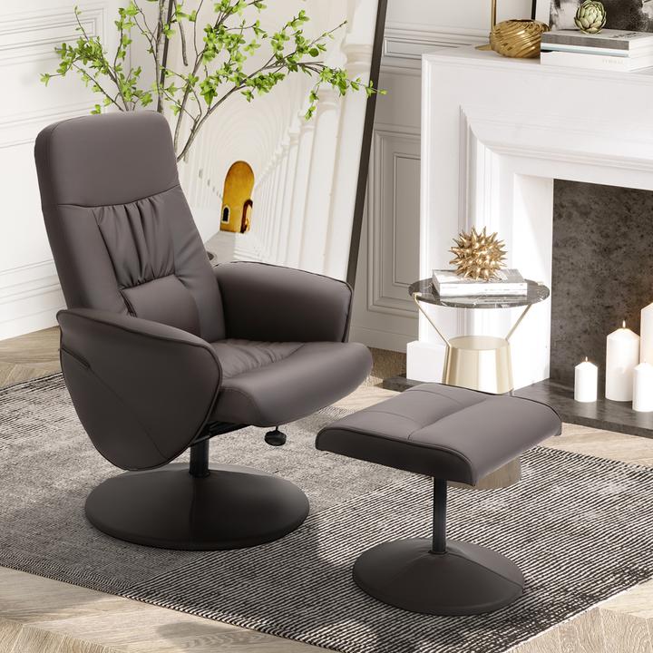 Produktbild Homcom Relaxsessel Metall, Kunstleder Braun