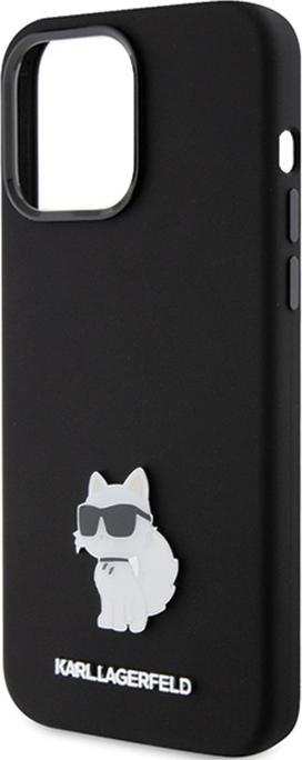 Produktbild Karl Lagerfeld KLHCP15LSMHCNPK iPhone 15 Pro 6.1" czarny/black Silicone Choupette Metal Pin (Apple iPhone 15 Pro)