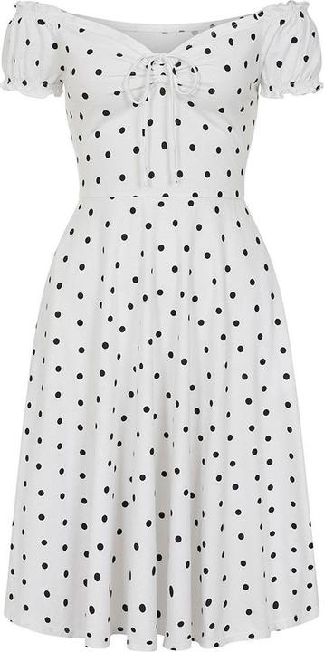 Image du produit Collectif Robe femme années 50, Sasha Polka Flared, blanc/noir (38)