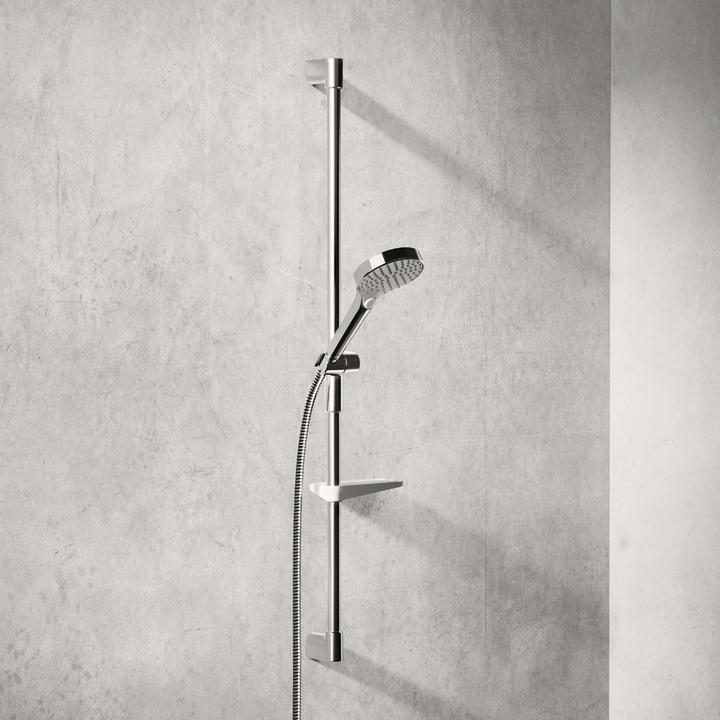 Actual product image Hansa VIVA wall bar set, 971mm, with 3-jet Handbrausen, incl. Brauseschläuche, soap dish, chrome, 44150330