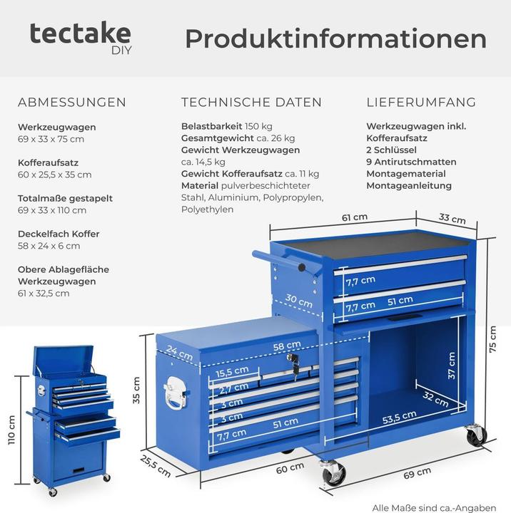 Image du produit tectake Chariot à outils (1 x)