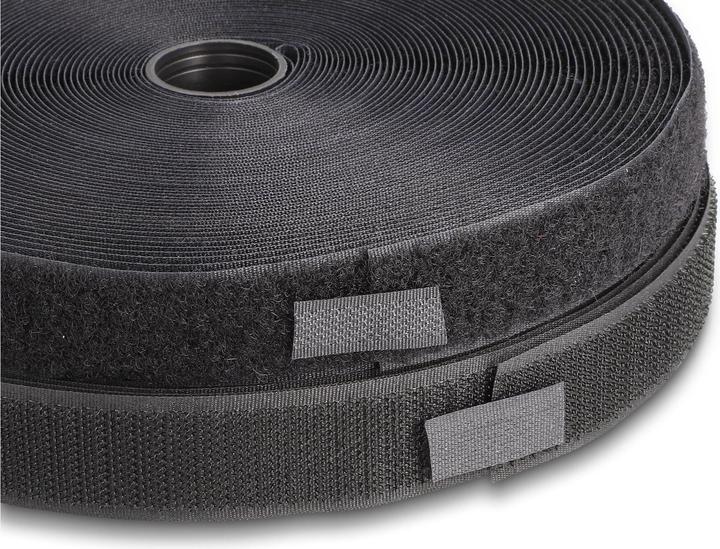 Produktbild Delock Klettband 25m x 25mm Strapazierfähig Schwarz (25 mm)