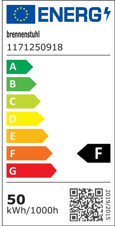 Energie-Label Brennenstuhl LED Strahler JARO 5050 P (50W, 4400lm, 6500K, IP54, LED-Aussenstrahler zur Wandmontage mit Bewegu (4400 lm)