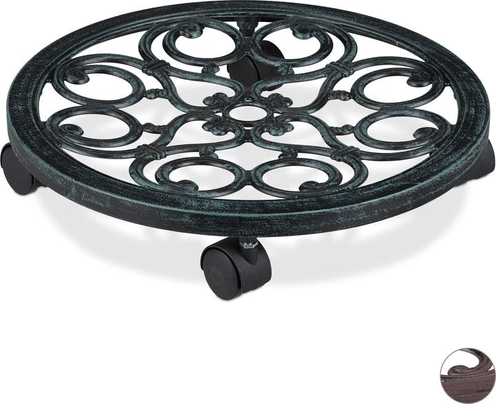 Image du produit Relaxdays Support roulant plantes rond, en métal