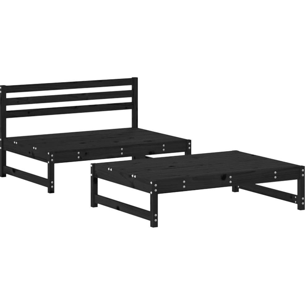 VidaXL, Gartenlounge, 2-tlg. Garten-Lounge-Set Schwarz Massivholz Kiefer,Farbe