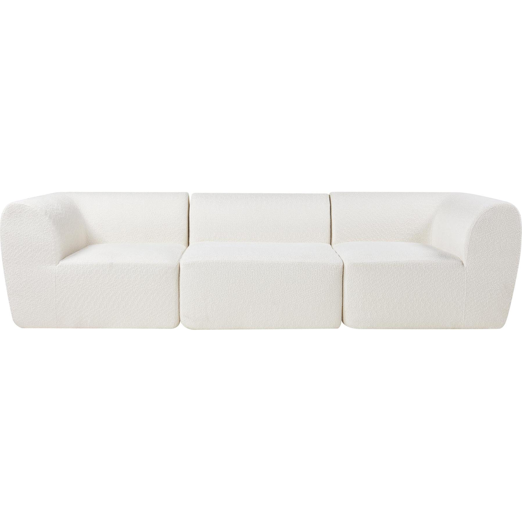 En.Casa, Sofa, Modular Sofa 3-Sitzer Hurvas Bouclé Cremeweiss