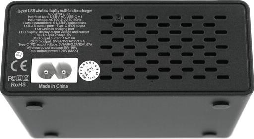 Actual product image Qianli WLX-X9 Multi-function 8-port USB fast charging station 100 W (6x USB-A + PD + QC3.0 + wireless (100 W)
