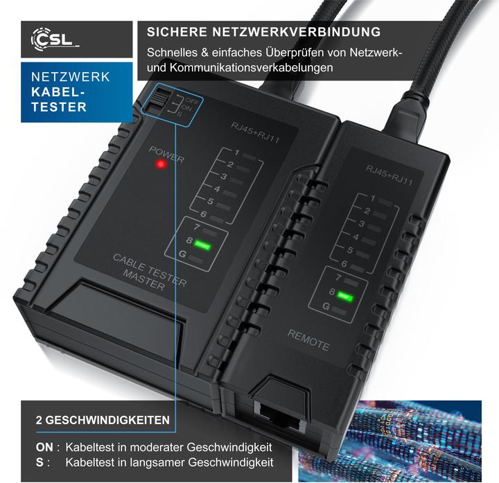 Actual product image CSL Network cable tester for RJ45 RJ11 cables - Patch cable line tester - LAN Network Cable Tester