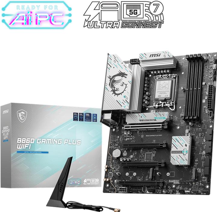 Productafbeelding MSI B860 GAMING PLUS WIFI (LGA 1851, Intel B860, ATX)