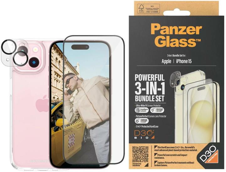 Produktbild PanzerGlass 3-in-1-Pack (1 Stück, Apple iPhone 15)