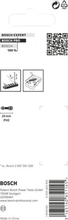 Actual product image Bosch Professional Zubehör PRO Phillips impact bit, PH2, 25 mm, 8 pcs. (Cross Phillips PH)