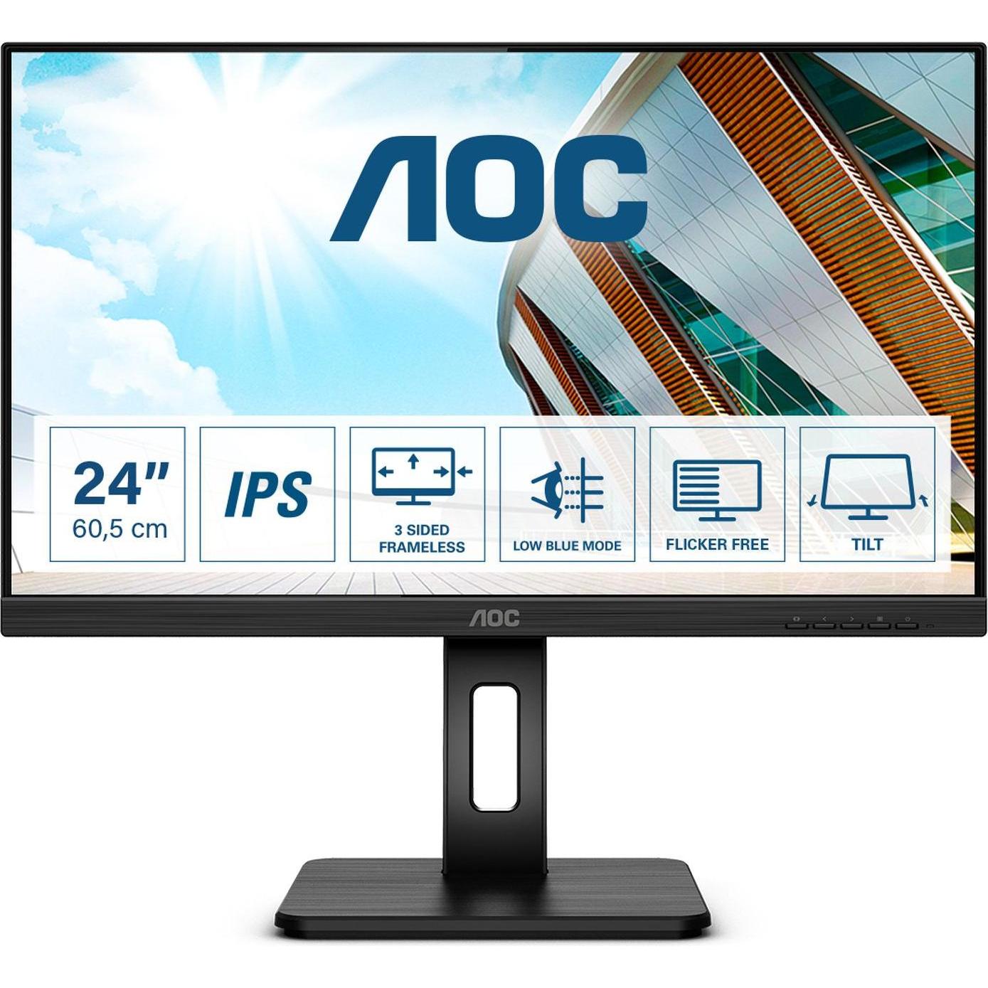 AOC Q24P2Q (2560 x 1440 Pixel, 24"), Monitor, Schwarz
