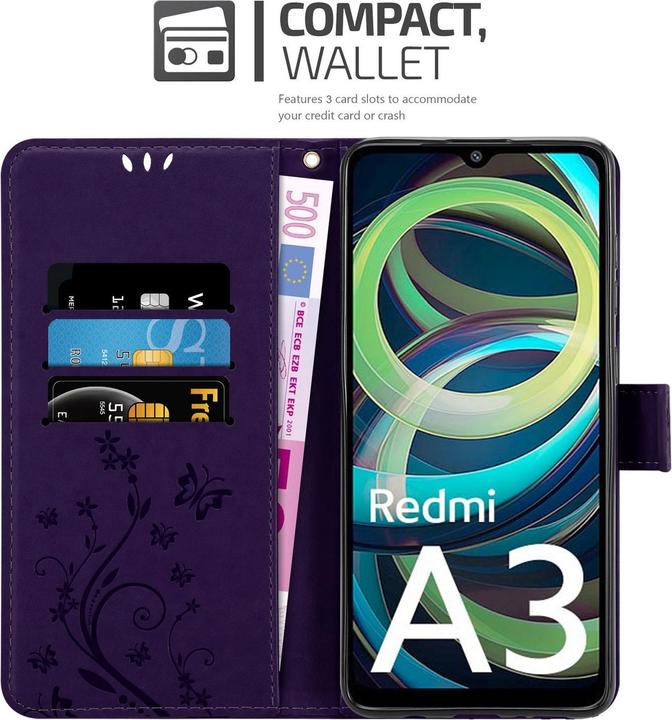 Actual product image Cadorabo Case for Xiaomi RedMi A3 / A3X Flower Book (Xiaomi Redmi A3)