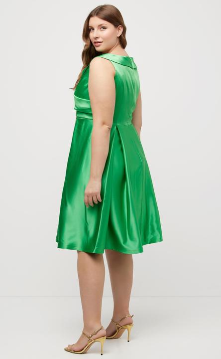 Produktbild Ulla Popken Abendkleid, A-Linie, drapiert, V-Ausschnitt, ärmellos (54)