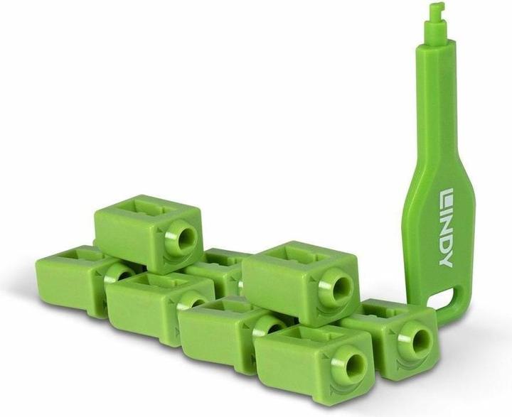 Actual product image Lindy SFP port locks green 10 pcs+ 1 key