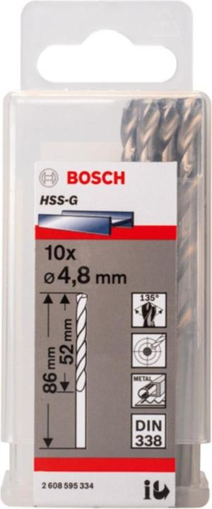 Produktbild Bosch Professional Zubehör PRO Metal HSS-G Spiralbohrer, 4,8 x 52 x 86 mm (4.8 mm)