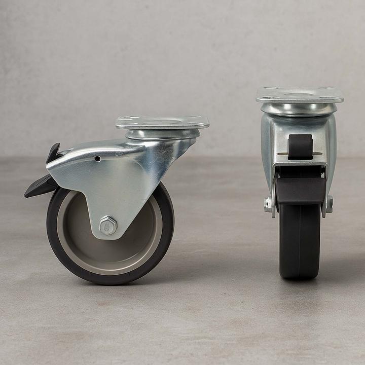 Image du produit Wiltec Kit 4x Roulettes pivotantes 75mm avec Frein Plastique Plaque de montage 75kg/roue Transport Meuble