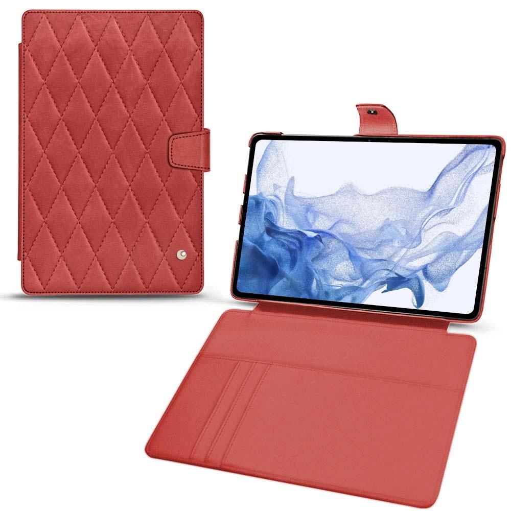 Thumbnail - Noreve Lederschutzhülle Wallet (Galaxy Tab S8 Ultra), Tablet Hülle, Rot