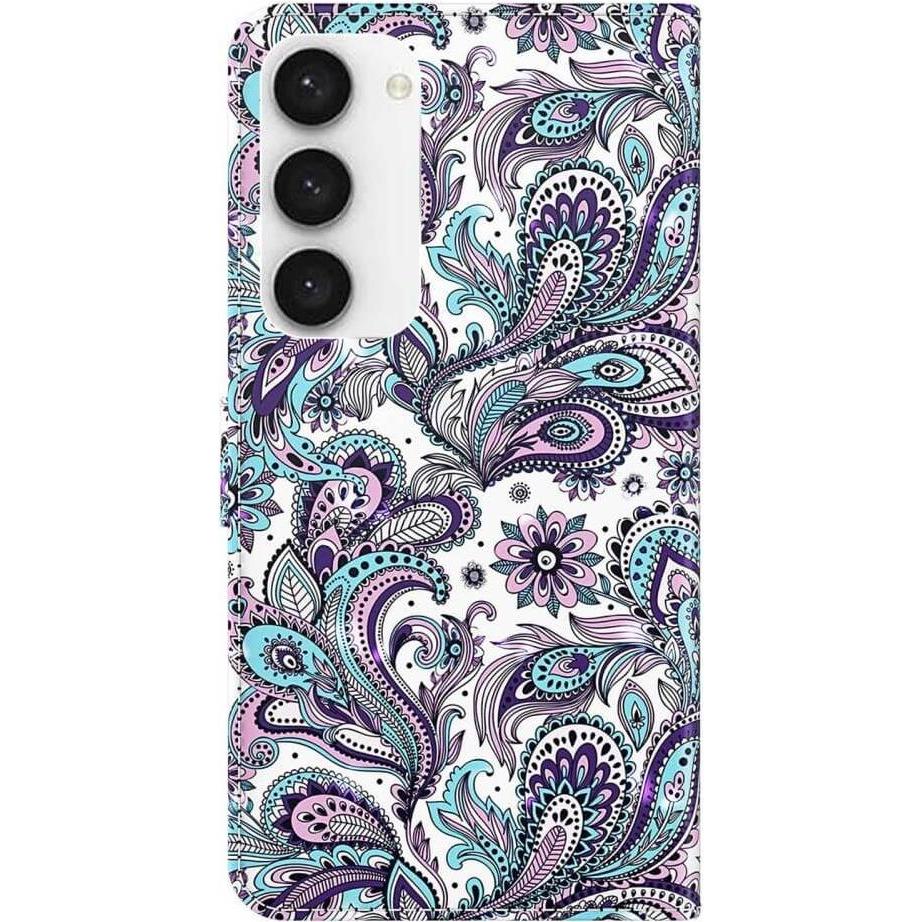 Cover-Discount Galaxy S23+ - Etui Glitzer Effekt Paisley (Samsung Galaxy S23+), Smartphone Hülle, Mehrfarbig