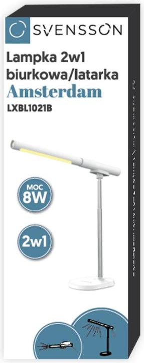 Actual product image Lasmex Svensson Desk lamp/flashlight 2in1 AMSTERDAM magnetic-detatchable 8W white