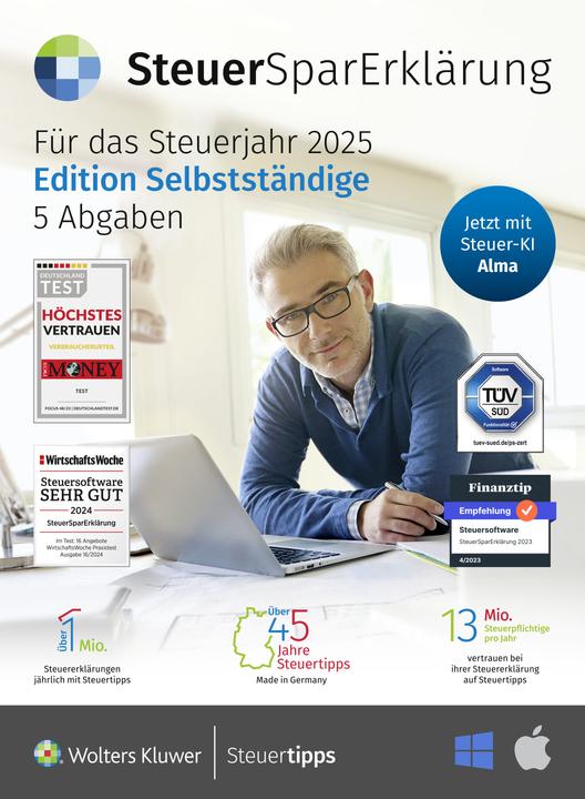 Steuertipps SteuerSparErklärung Selbstständige (Steuerjahr 2025) Download Code (1 User, 1 Devices/Users, unlimited)