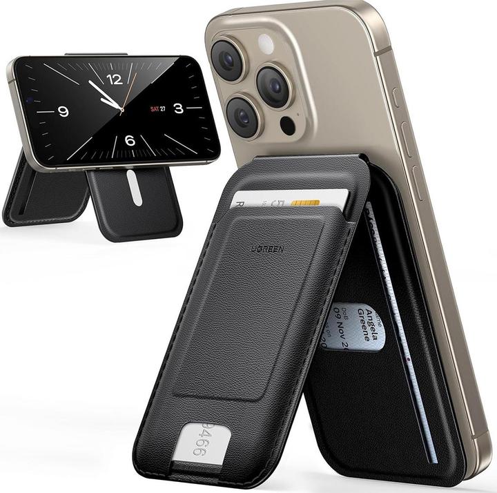 Produktbild Ugreen Magnetic Wallet 45165 magnetic MagSafe with stand - black (Apple iPhone X, LG X5 Android One)