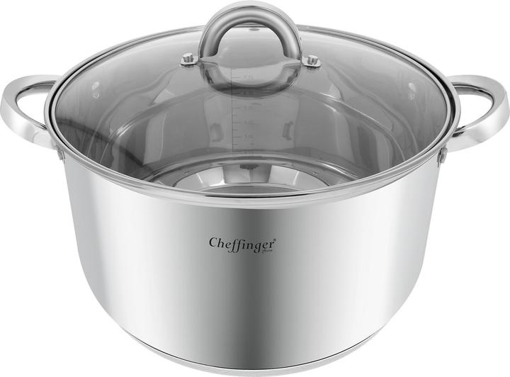 Actual product image Cheffinger Stainless steel saucepan with induction lid (28 cm, Roman pot, Stainless steel)