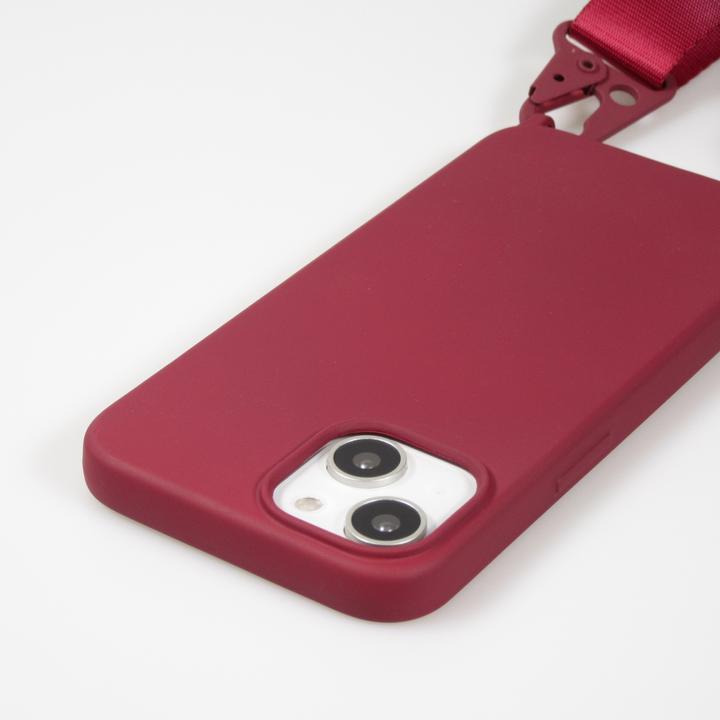 Actual product image PhoneLook Silicone matt cover with carrying strap and metal carabiner Burgundi