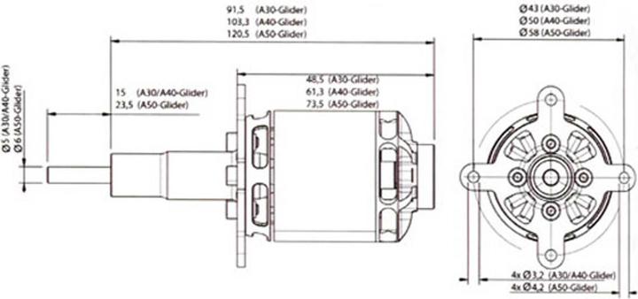 Actual product image Hacker Electric motor A40-10L V2 14-Pole Glider 500 rpm/V