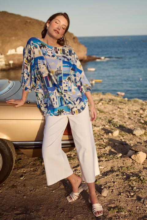 Produktbild Ulla Popken Bluse, Santorini, Oversized, U-Boot-Ausschnitt, 3/4-Arm (54, 56)