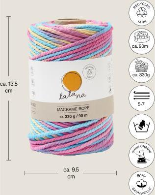 Produktbild Lalana Makramee, Macrame Rope, Knüpfgarn 3 mm x 90 m, 330 g (90 m)