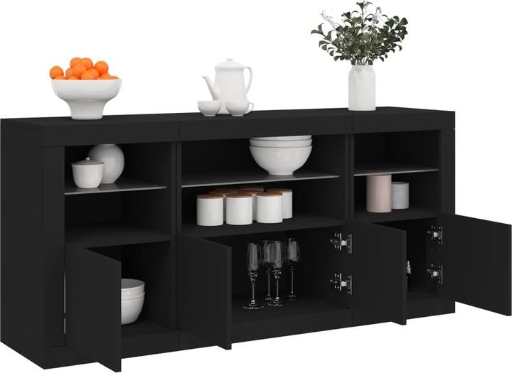 Image du produit vidaXL Buffet avec éclairage LED noir 142,5x37x67 cm,Couleur