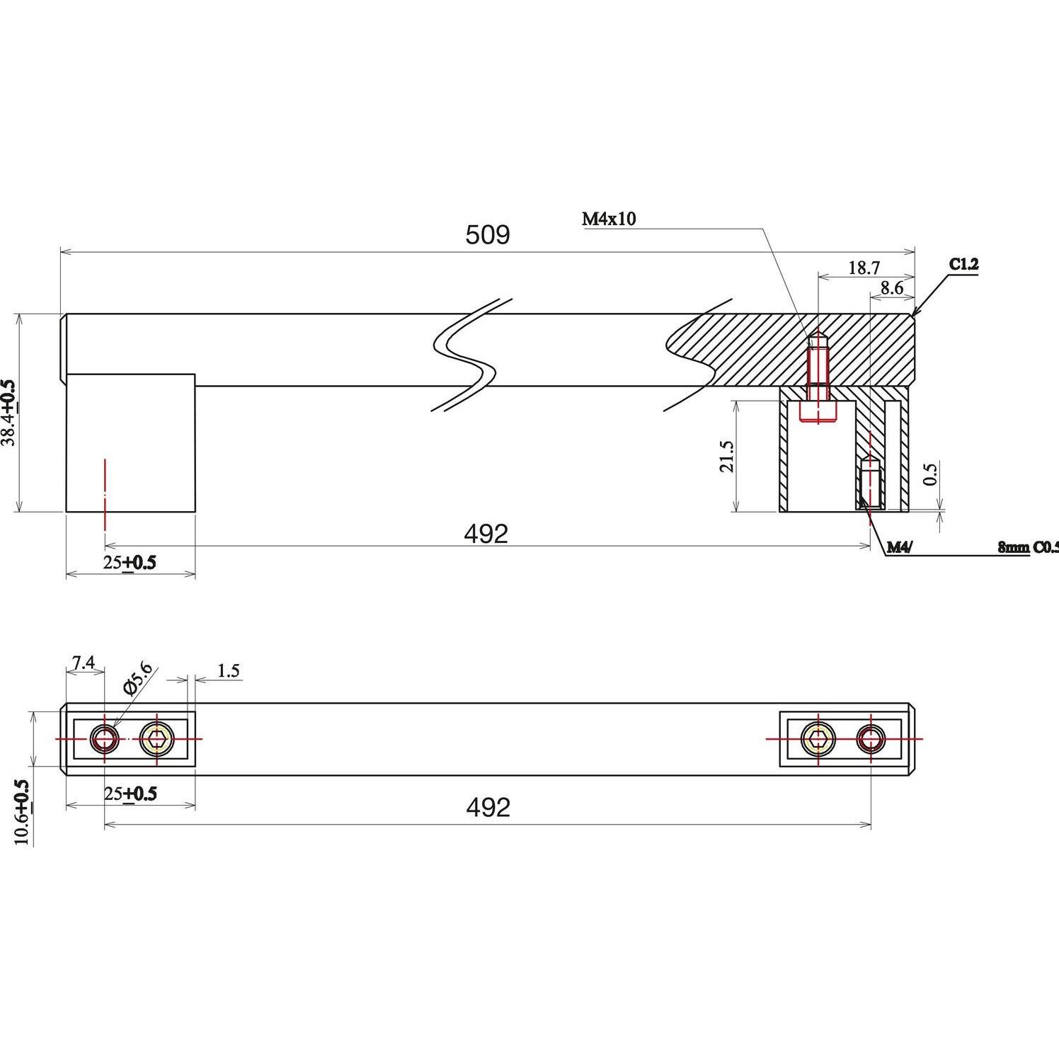 Thumbnail - Grimme, Möbelgriff, Griff Bertaut ø 14 mm, LA 492 mm, Breite 509 mm, Stahl Edelstahl Effekt