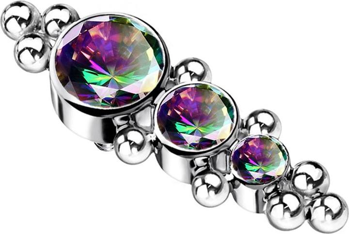 Immagine prodotto Star Piercing Ancora dermica in argento con perline e tre cristalli scuri multicolore (senza ottone, Titanio)